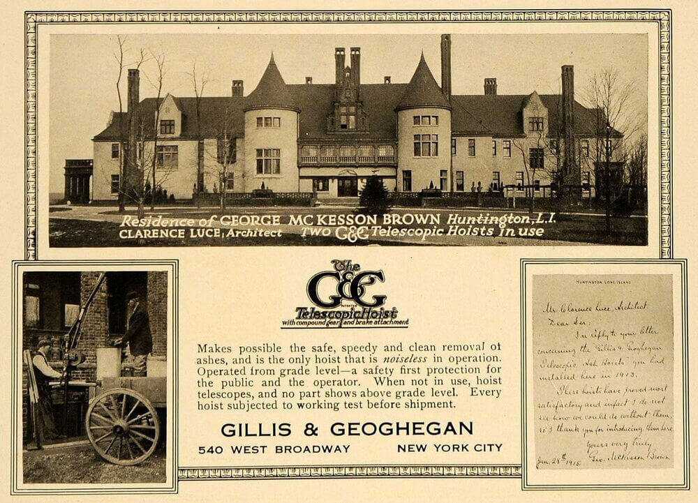 Coindre Hall, первоначально называвшийся West Neck Farm, представляет собой особняк площадью 80 000 квадратных футов (7400 м2) с 40 комнатами в стиле средневекового французского замка, построенный в 1912 году для фармацевтического магната Джорджа МакКессона Брауна.